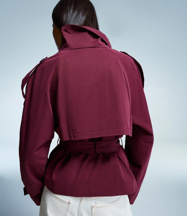 Women's Fall Trench Coat, Cropped and Double Breasted