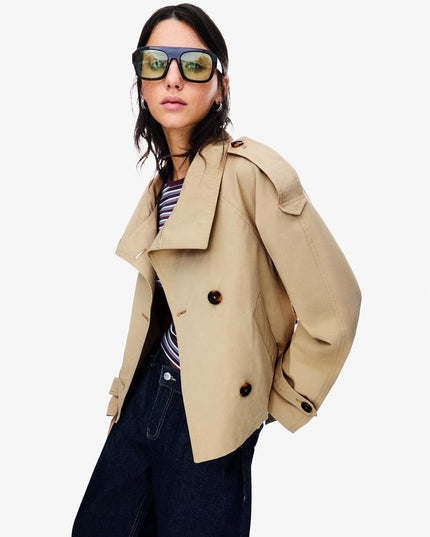 Women's Fall Trench Coat, Cropped and Double Breasted