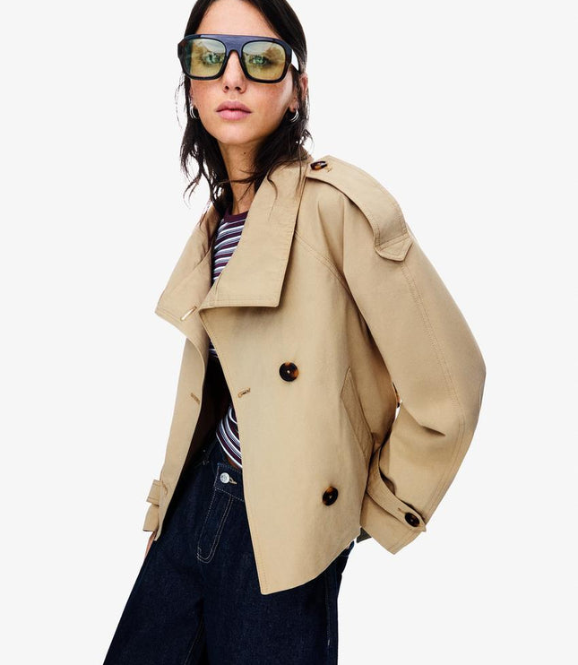 Women's Fall Trench Coat, Cropped and Double Breasted