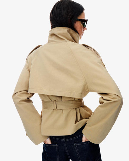 Women's Fall Trench Coat, Cropped and Double Breasted