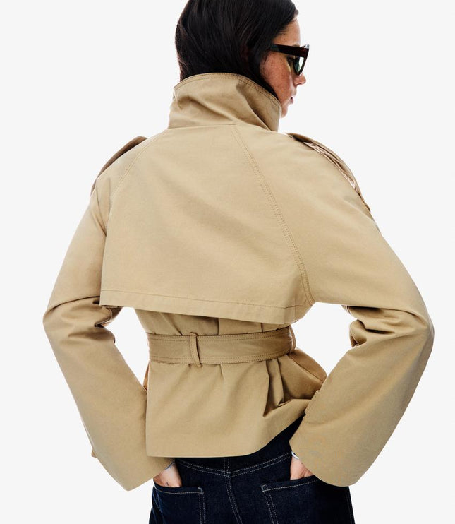 Women's Fall Trench Coat, Cropped and Double Breasted