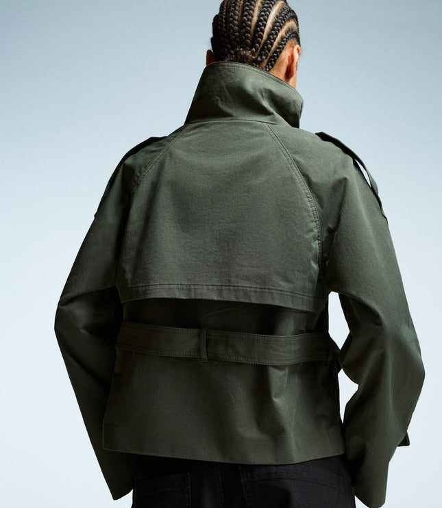 Women's Fall Trench Coat, Cropped and Double Breasted