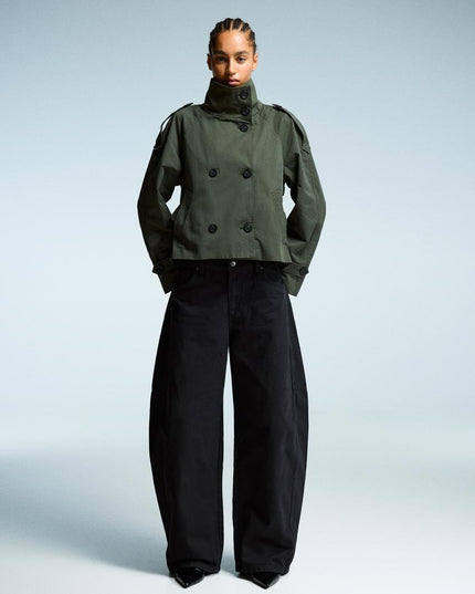 Women's Fall Trench Coat, Cropped and Double Breasted