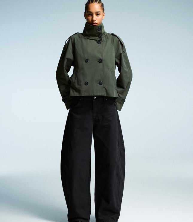 Women's Fall Trench Coat, Cropped and Double Breasted