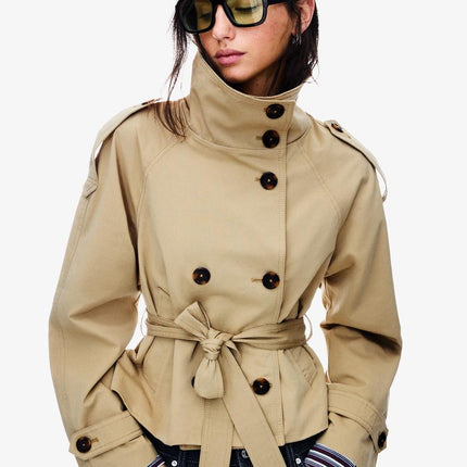 Women's Fall Trench Coat, Cropped and Double Breasted