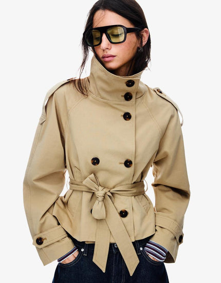 Women's Fall Trench Coat, Cropped and Double Breasted