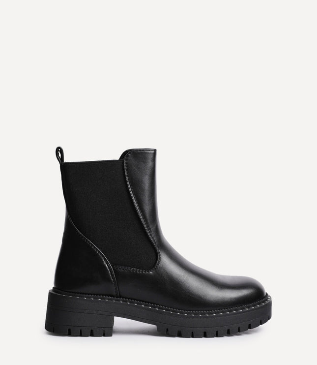 Women's Faux Leather Chelsea Boots with Studded Trim