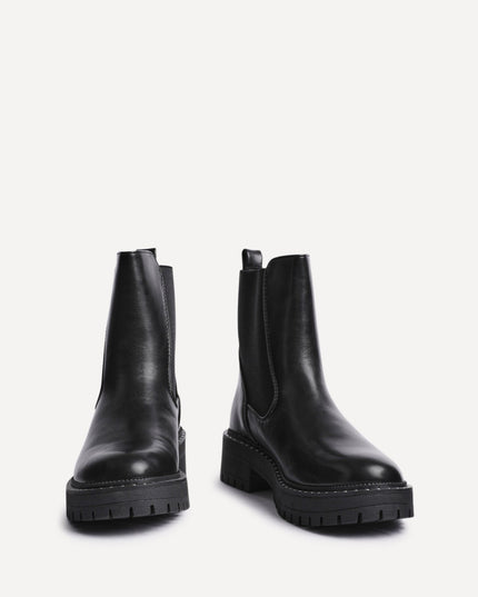 Women's Faux Leather Chelsea Boots with Studded Trim