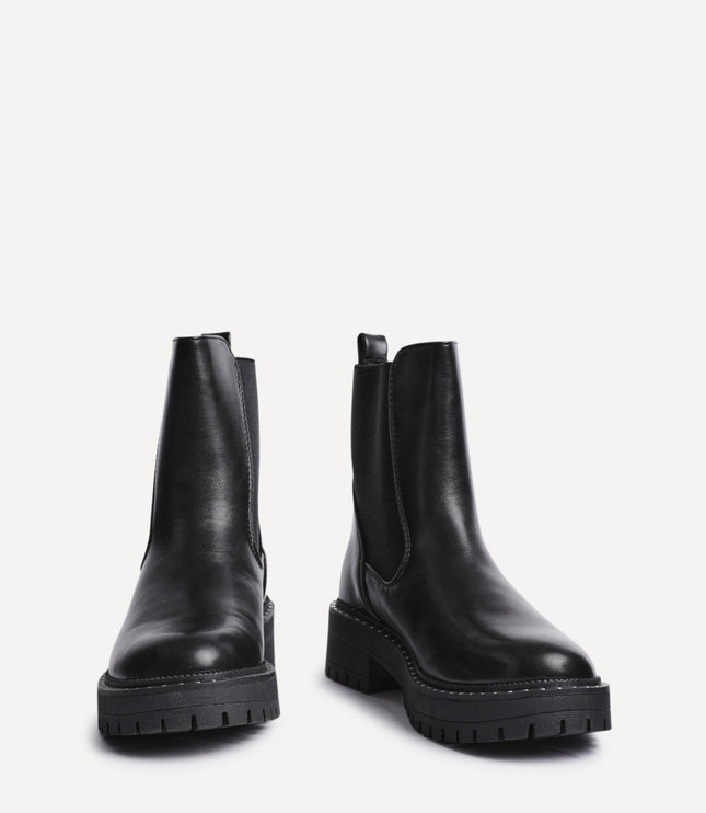 Women's Faux Leather Chelsea Boots with Studded Trim