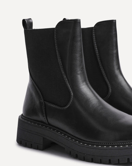 Women's Faux Leather Chelsea Boots with Studded Trim