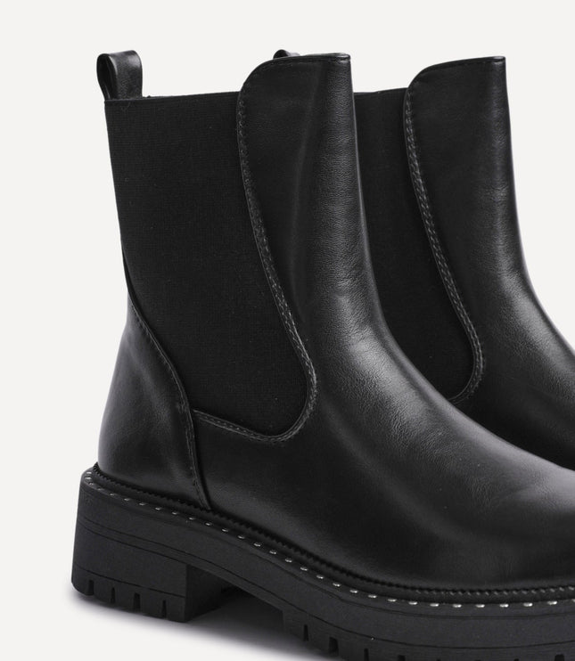 Women's Faux Leather Chelsea Boots with Studded Trim