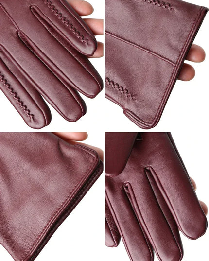 Women's Faux Leather Gloves with Fleece Lining