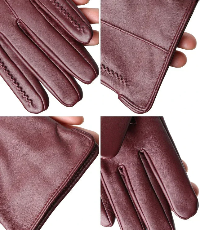 Women's Faux Leather Gloves with Fleece Lining