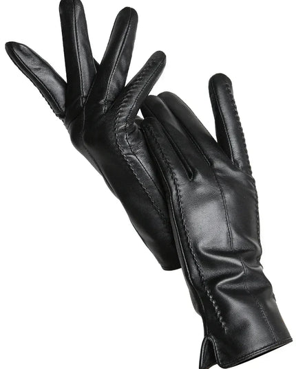 Women's Faux Leather Gloves with Fleece Lining