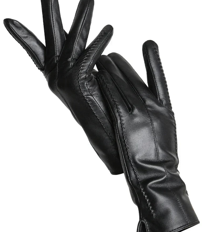 Women's Faux Leather Gloves with Fleece Lining