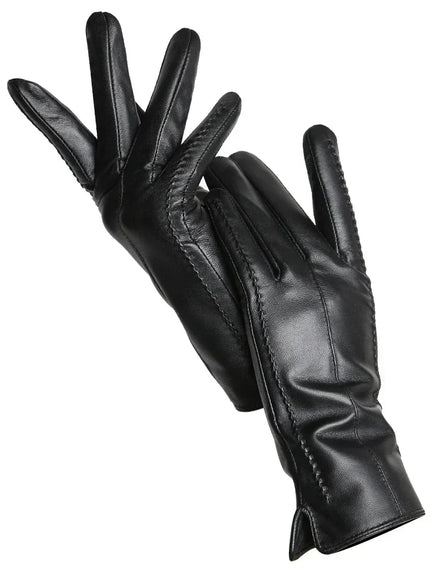 Women's Faux Leather Gloves with Fleece Lining