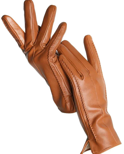 Women's Faux Leather Gloves with Fleece Lining