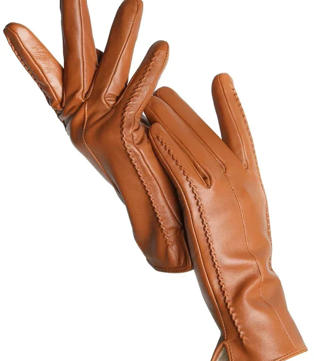 Women's Faux Leather Gloves with Fleece Lining
