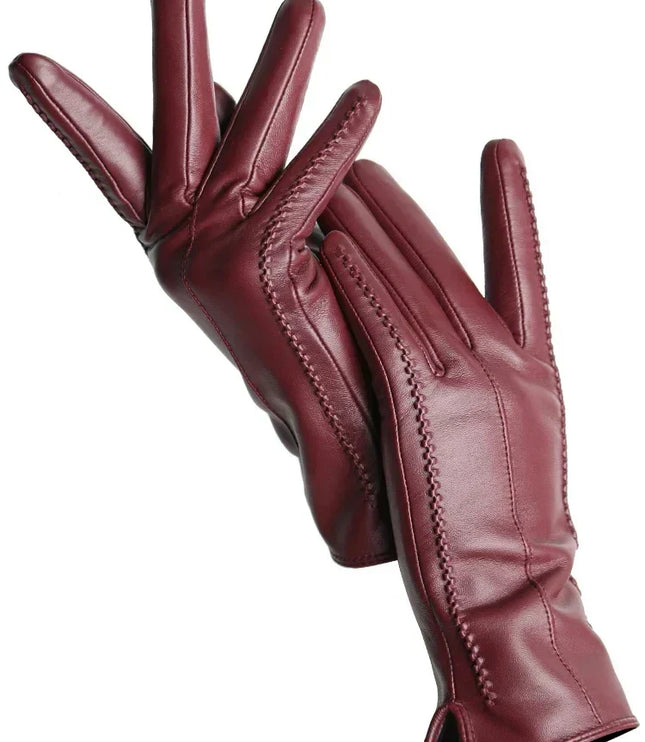 Women's Faux Leather Gloves with Fleece Lining