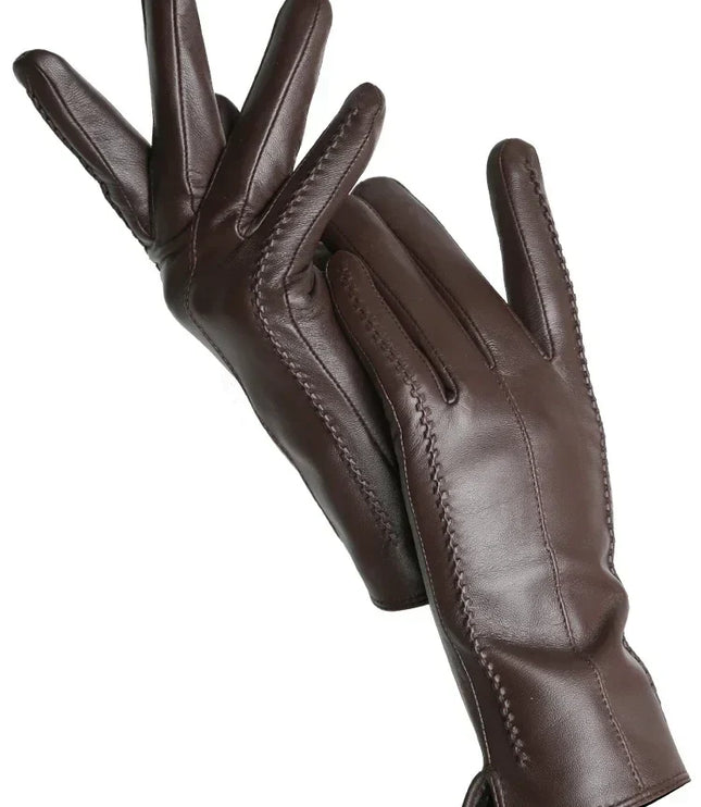 Women's Faux Leather Gloves with Fleece Lining