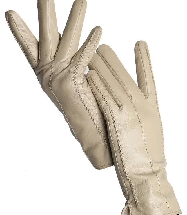 Women's Faux Leather Gloves with Fleece Lining