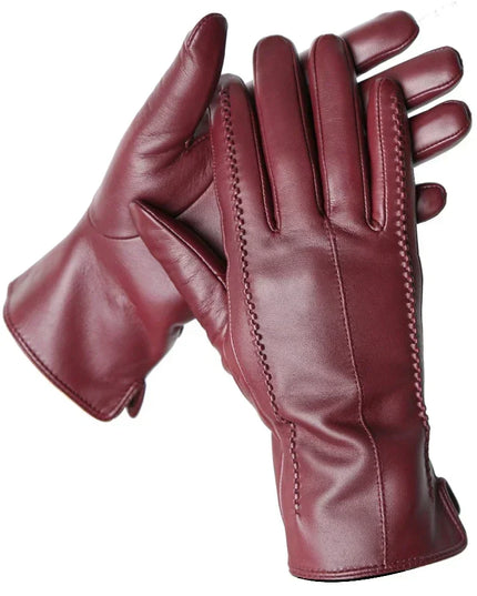 Women's Faux Leather Gloves with Fleece Lining