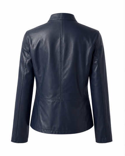 Women's Faux Leather Moto Jacket with Zip Front