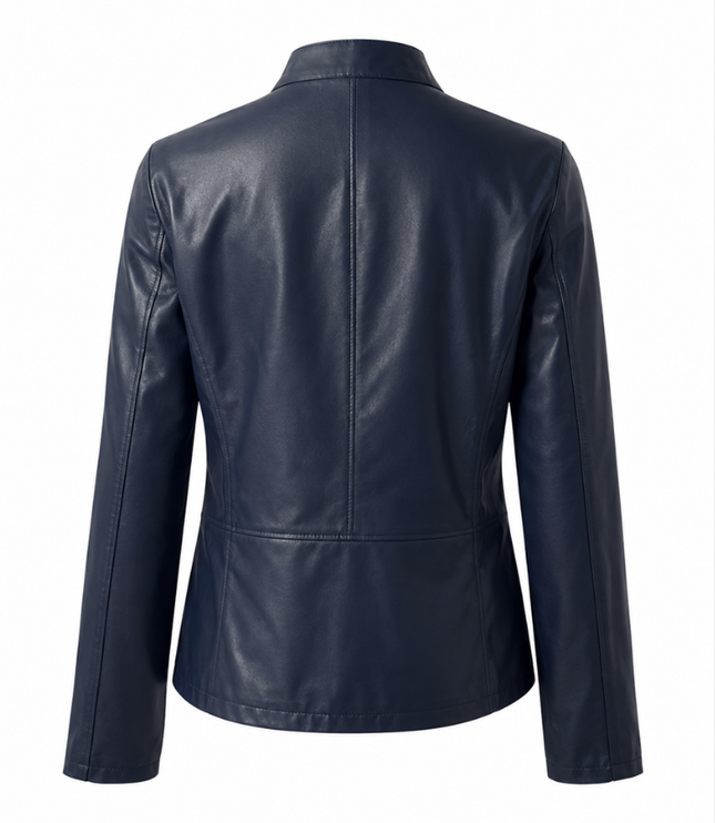 Women's Faux Leather Moto Jacket with Zip Front
