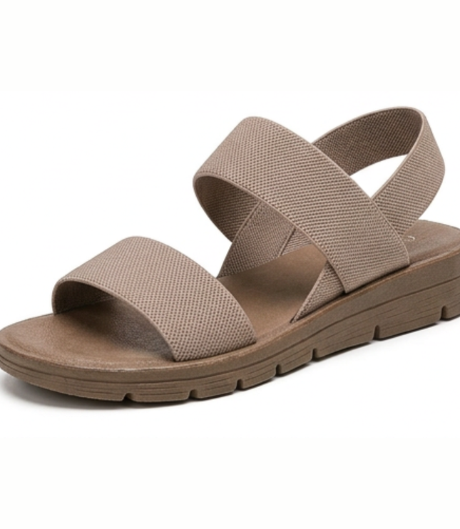 Women's Flat Sandals with Elastic Straps and a Cushioned Sole