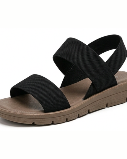 Women's Flat Sandals with Elastic Straps and a Cushioned Sole
