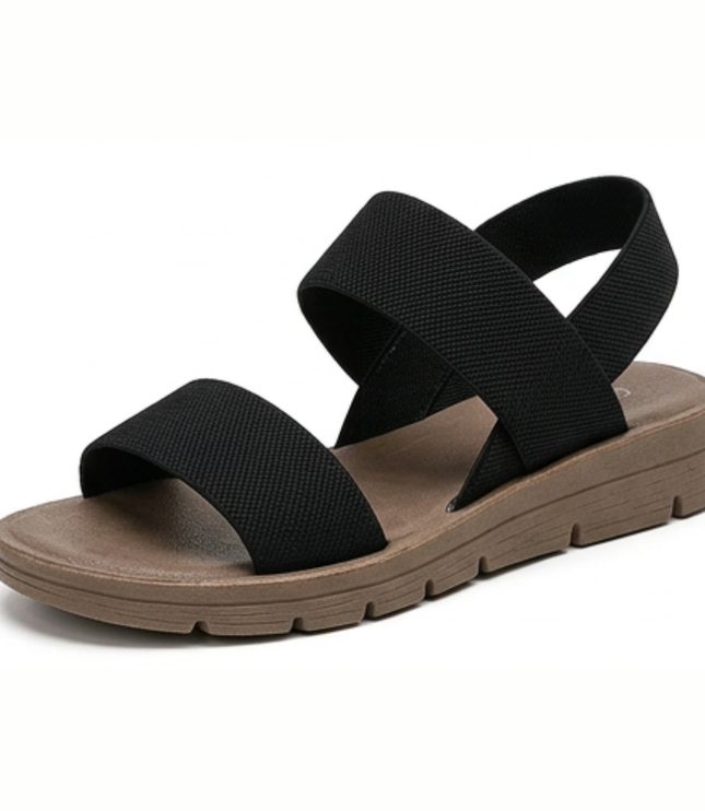 Women's Flat Sandals with Elastic Straps and a Cushioned Sole