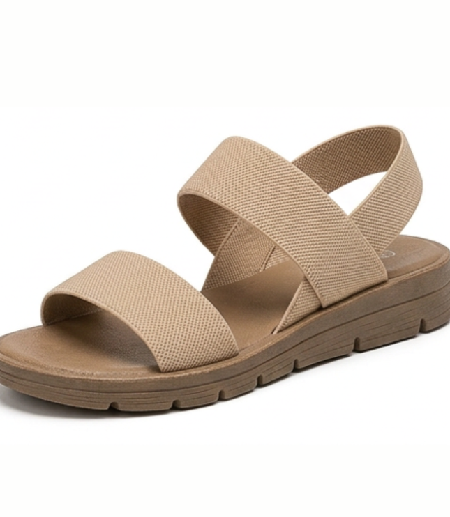 Women's Flat Sandals with Elastic Straps and a Cushioned Sole