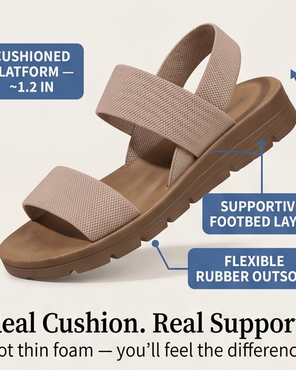 Women's Flat Sandals with Elastic Straps and a Cushioned Sole