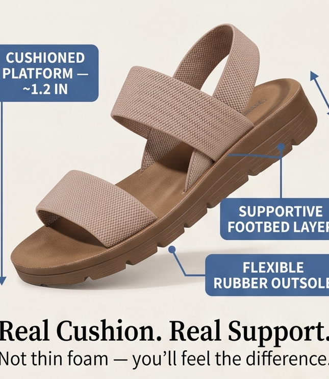 Women's Flat Sandals with Elastic Straps and a Cushioned Sole