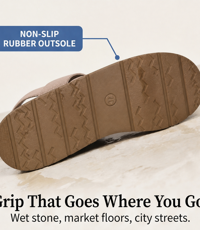 Women's Flat Sandals with Elastic Straps and a Cushioned Sole