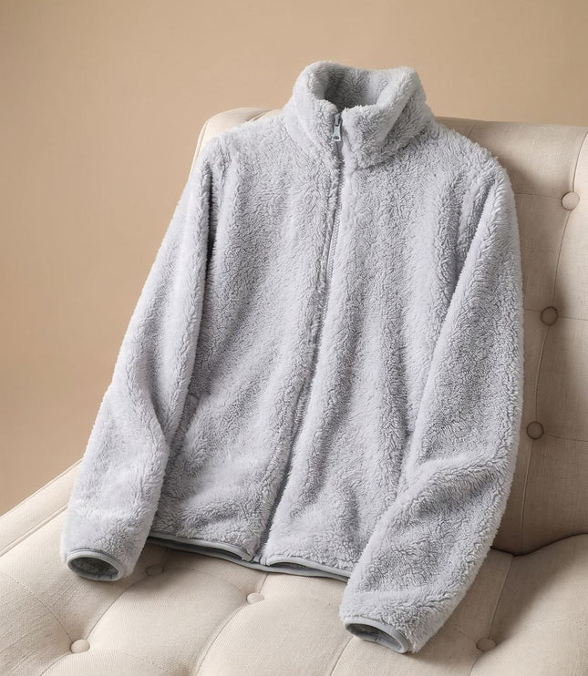 Women's Fleece Jacket in an Oversized Cut with Stand Collar