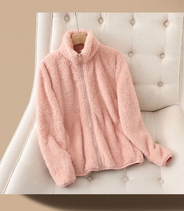 Women's Fleece Jacket in an Oversized Cut with Stand Collar