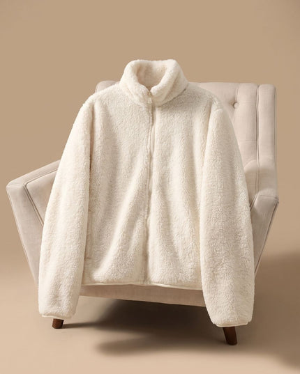 Women's Fleece Jacket in an Oversized Cut with Stand Collar