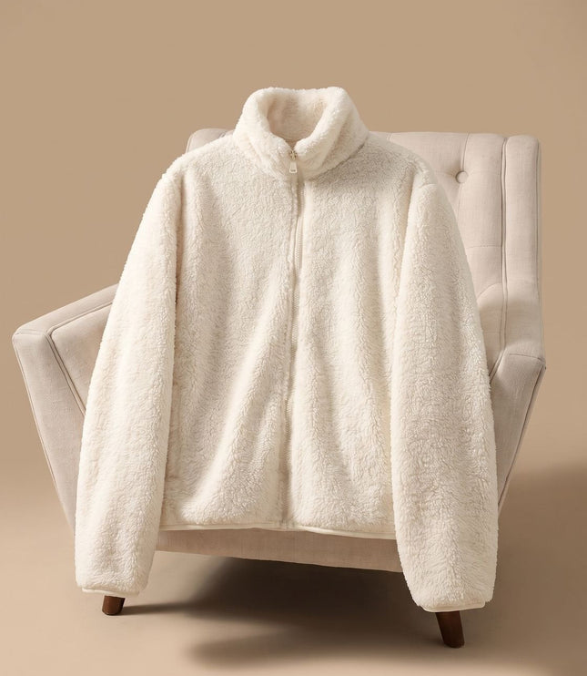 Women's Fleece Jacket in an Oversized Cut with Stand Collar