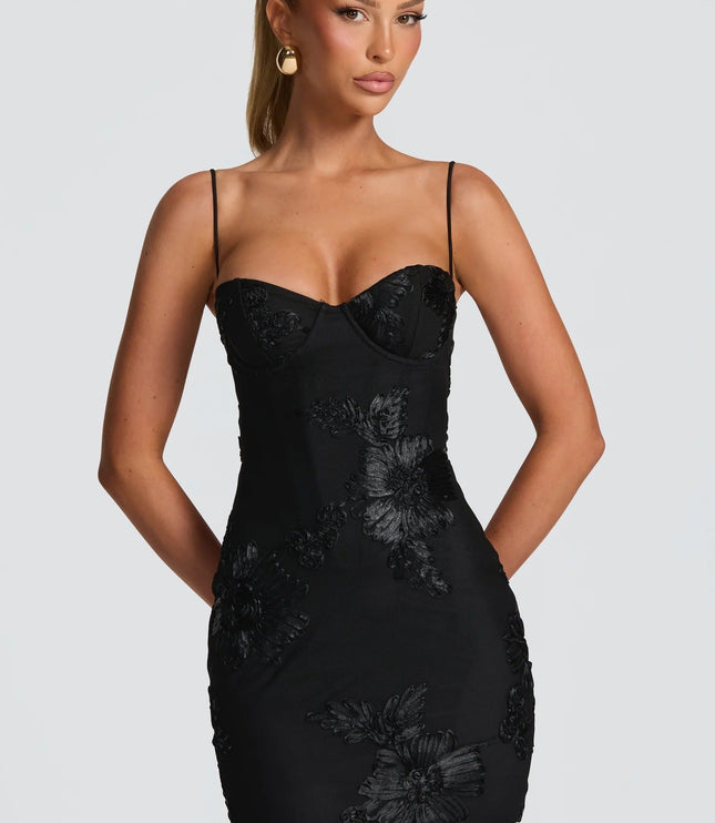 Women's Floral Corset Mini Dress for Wedding Guest and Summer Parties