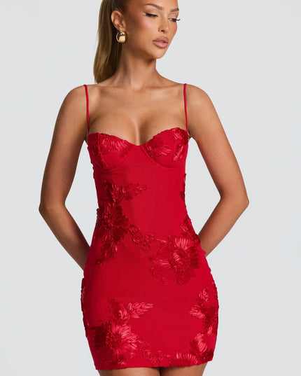 Women's Floral Corset Mini Dress for Wedding Guest and Summer Parties