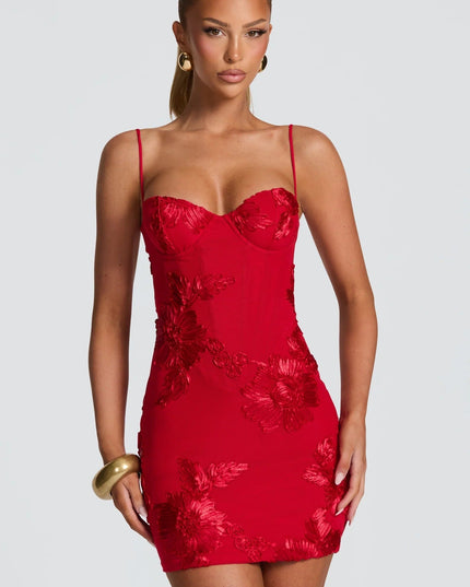 Women's Floral Corset Mini Dress for Wedding Guest and Summer Parties