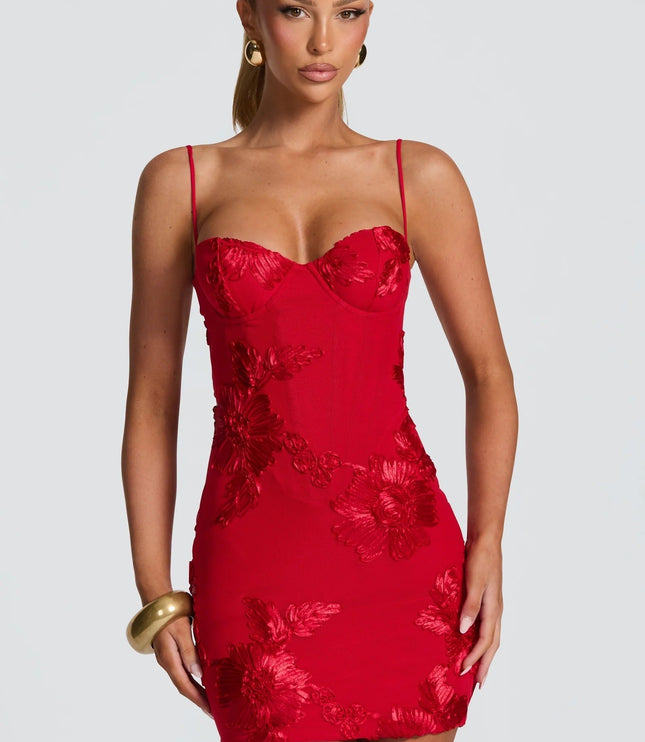 Women's Floral Corset Mini Dress for Wedding Guest and Summer Parties