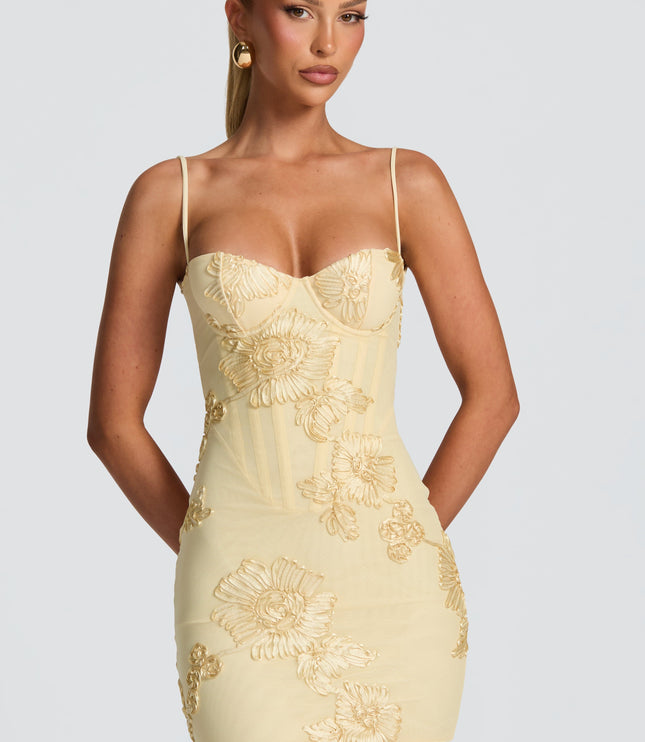 Women's Floral Corset Mini Dress for Wedding Guest and Summer Parties