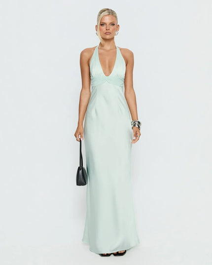 Women's Floral Halter Maxi Dress Summer Wedding Guest Gown