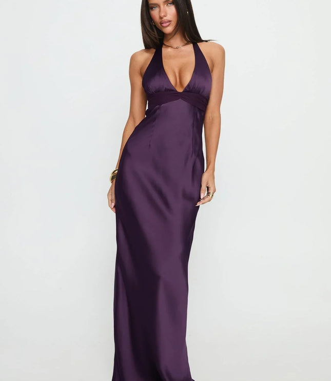Women's Floral Halter Maxi Dress Summer Wedding Guest Gown