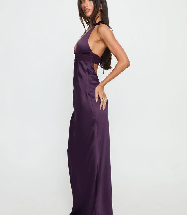 Women's Floral Halter Maxi Dress Summer Wedding Guest Gown