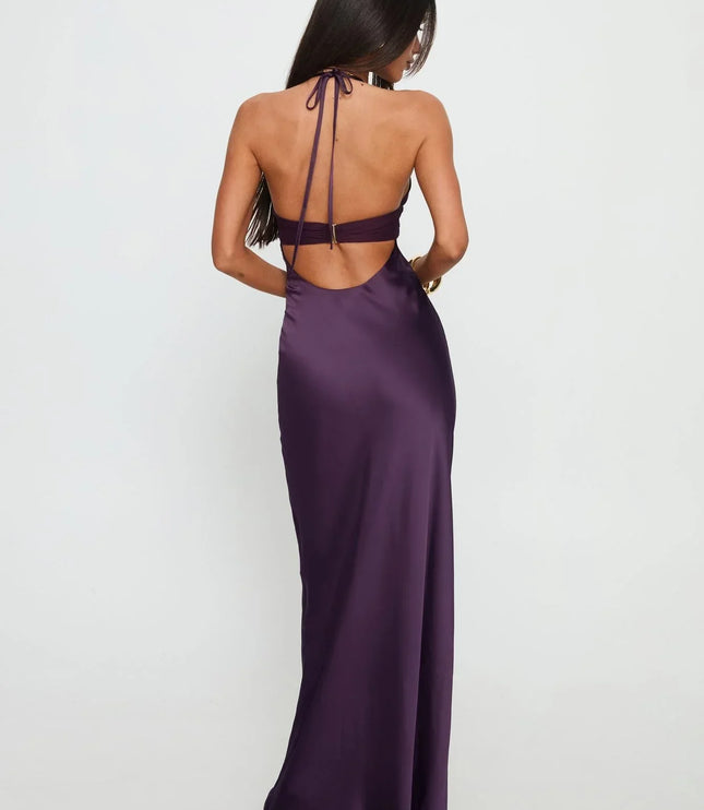 Women's Floral Halter Maxi Dress Summer Wedding Guest Gown