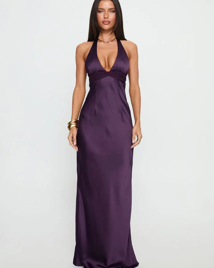 Women's Floral Halter Maxi Dress Summer Wedding Guest Gown