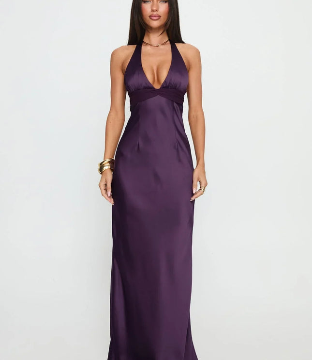 Women's Floral Halter Maxi Dress Summer Wedding Guest Gown